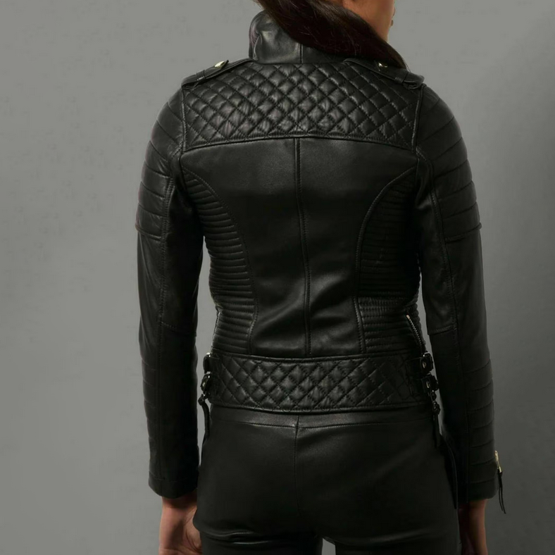 Chic Simplicity Women's Black Genuine Lambskin Soft Leather Jacket