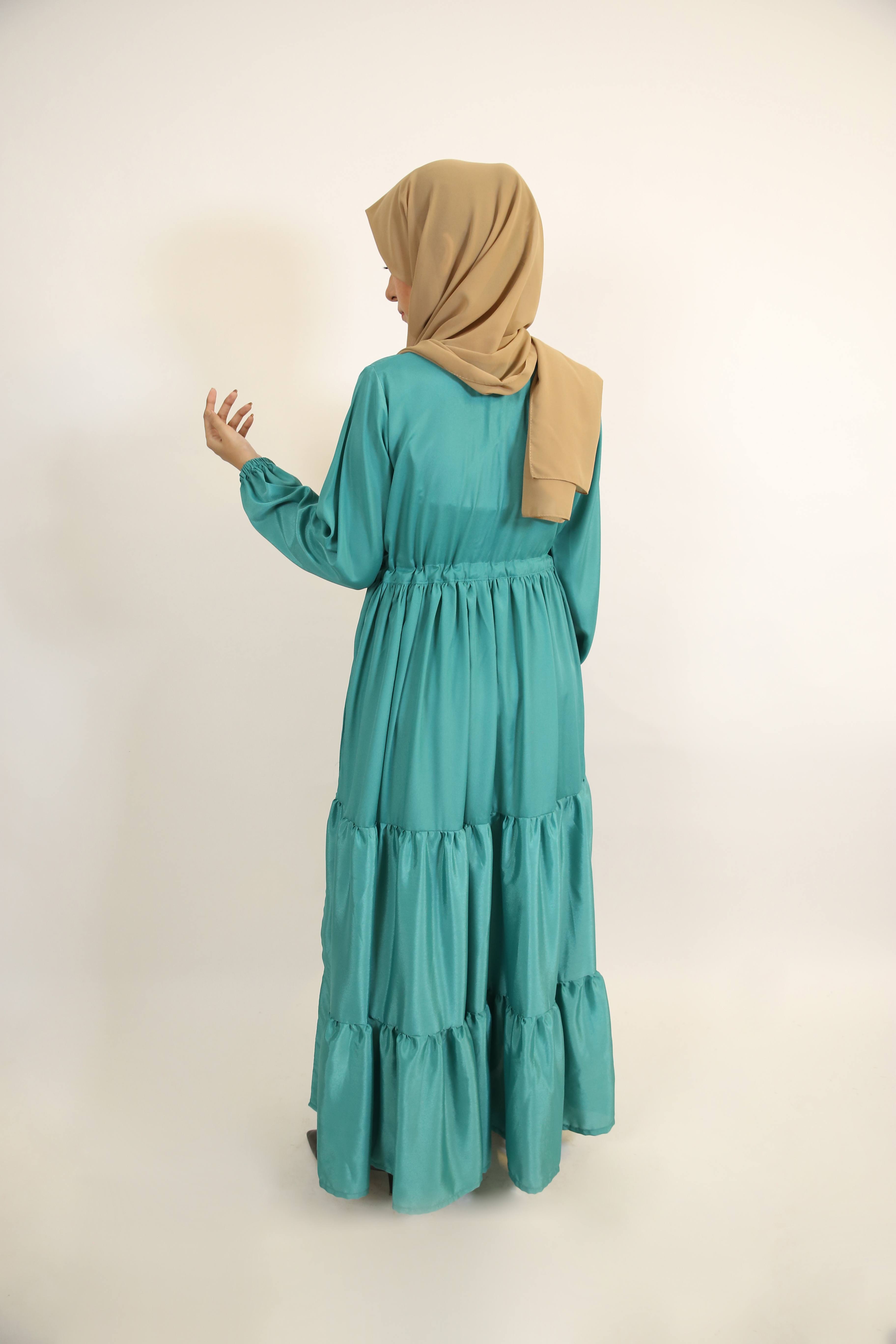 Mommy & Me ✨ Sylvan- Stunning Non sheer Maxi dress with tie up belt and front buttons- Pine green