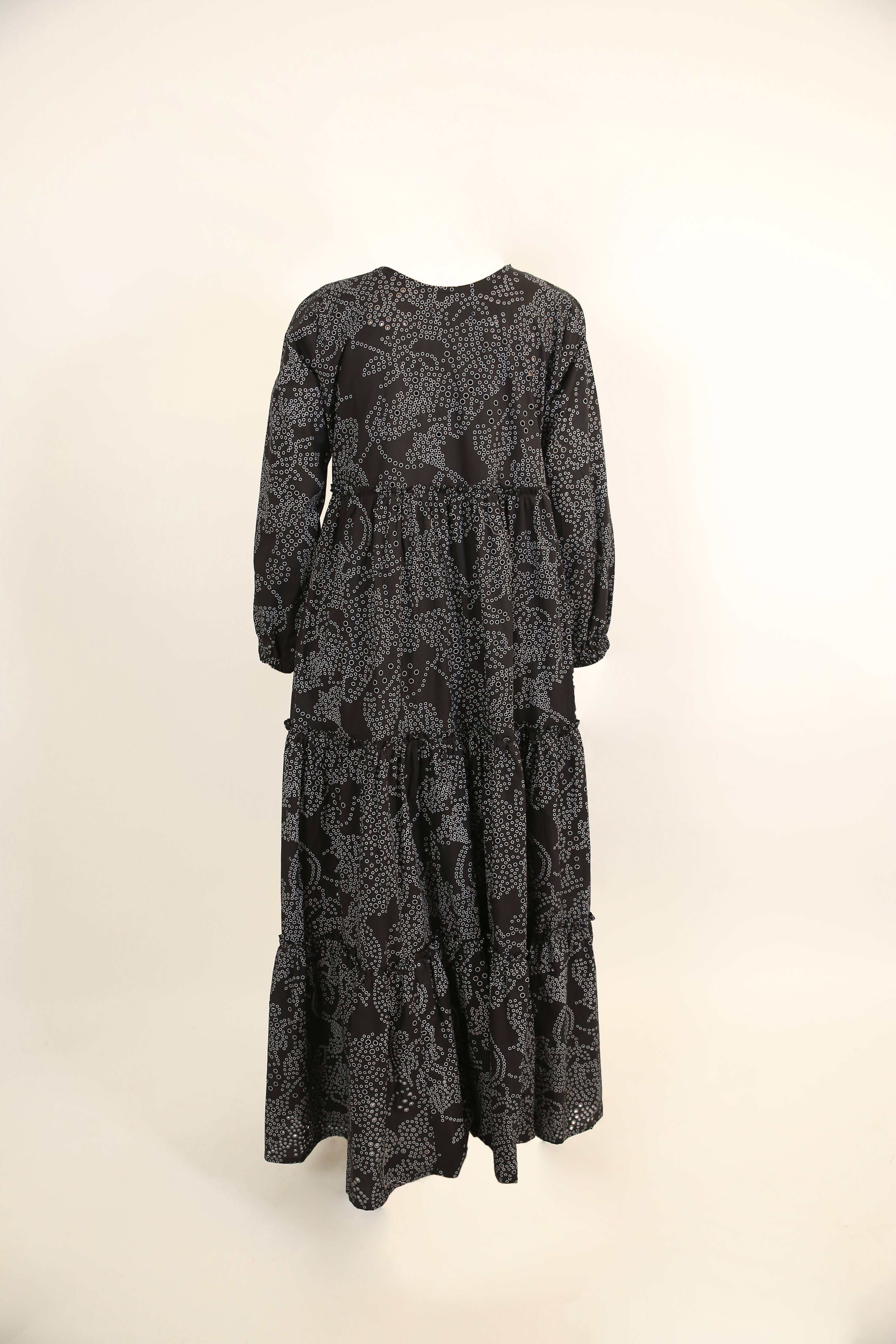 Black beauty- Gorgeous Cotton Black and white printed maxi dress with ruffles detailing