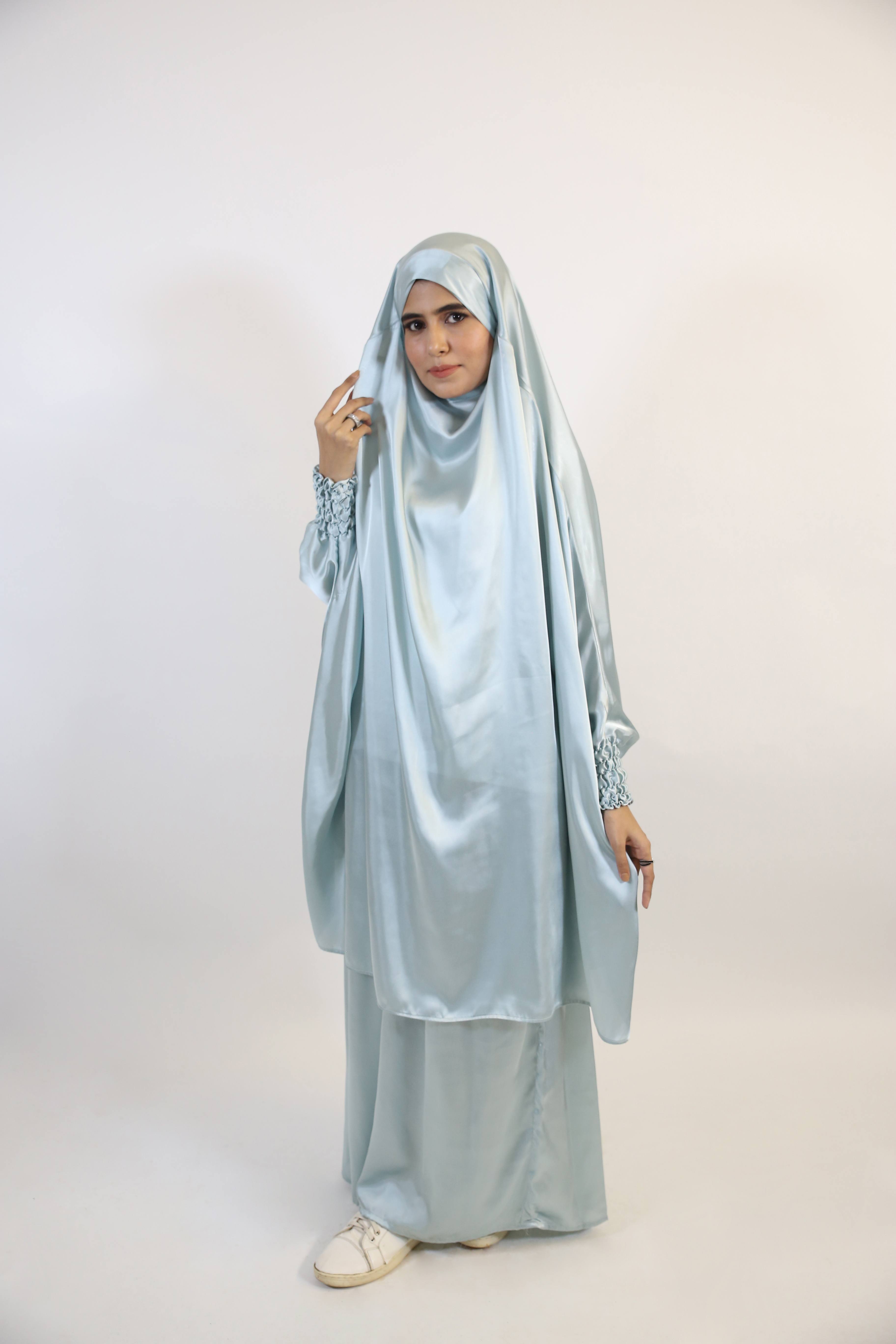 Makhfi- Two piece khimar set for prayers and umrah/hajj- Baby Blue