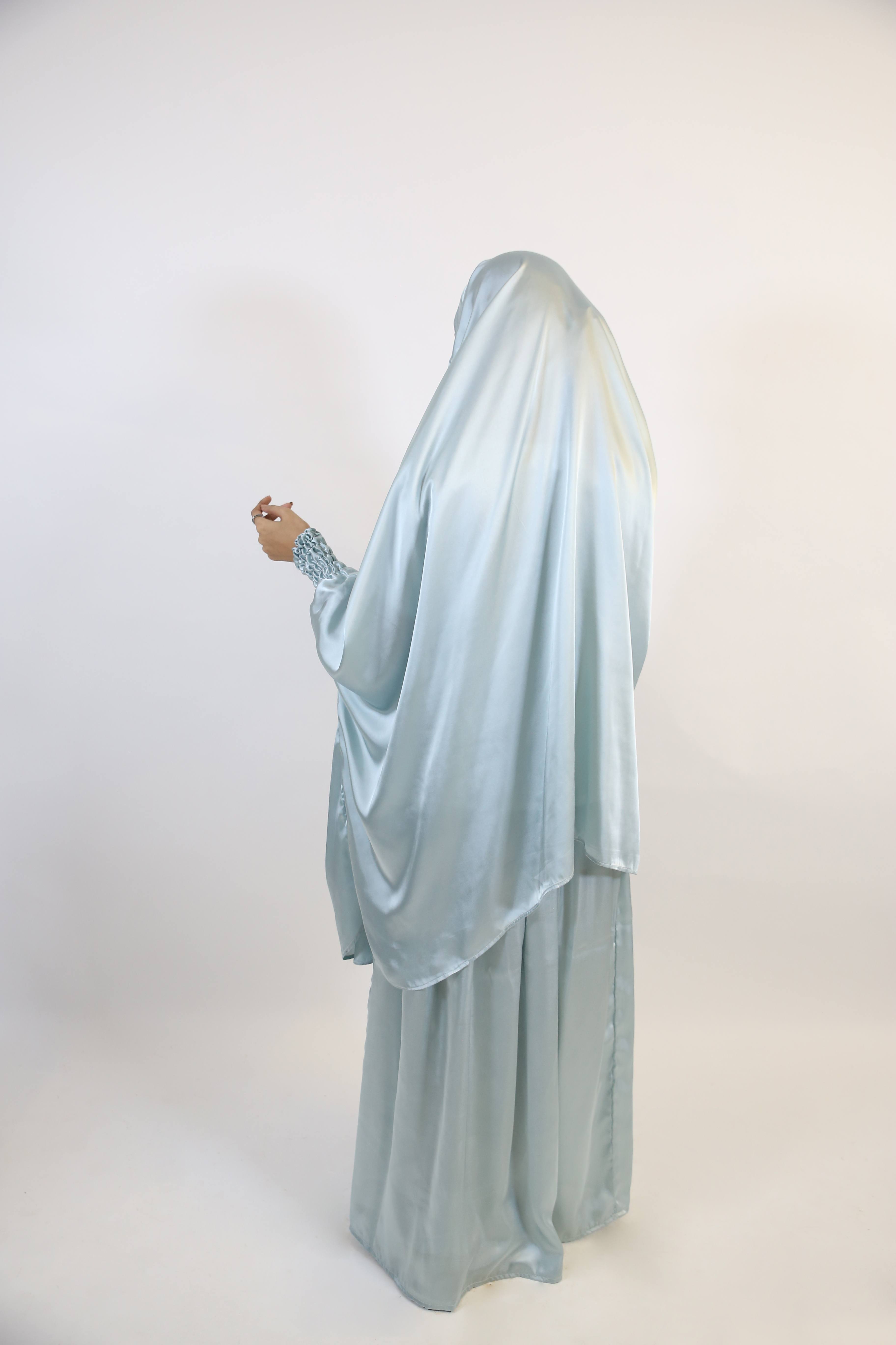 Makhfi- Two piece khimar set for prayers and umrah/hajj- Baby Blue