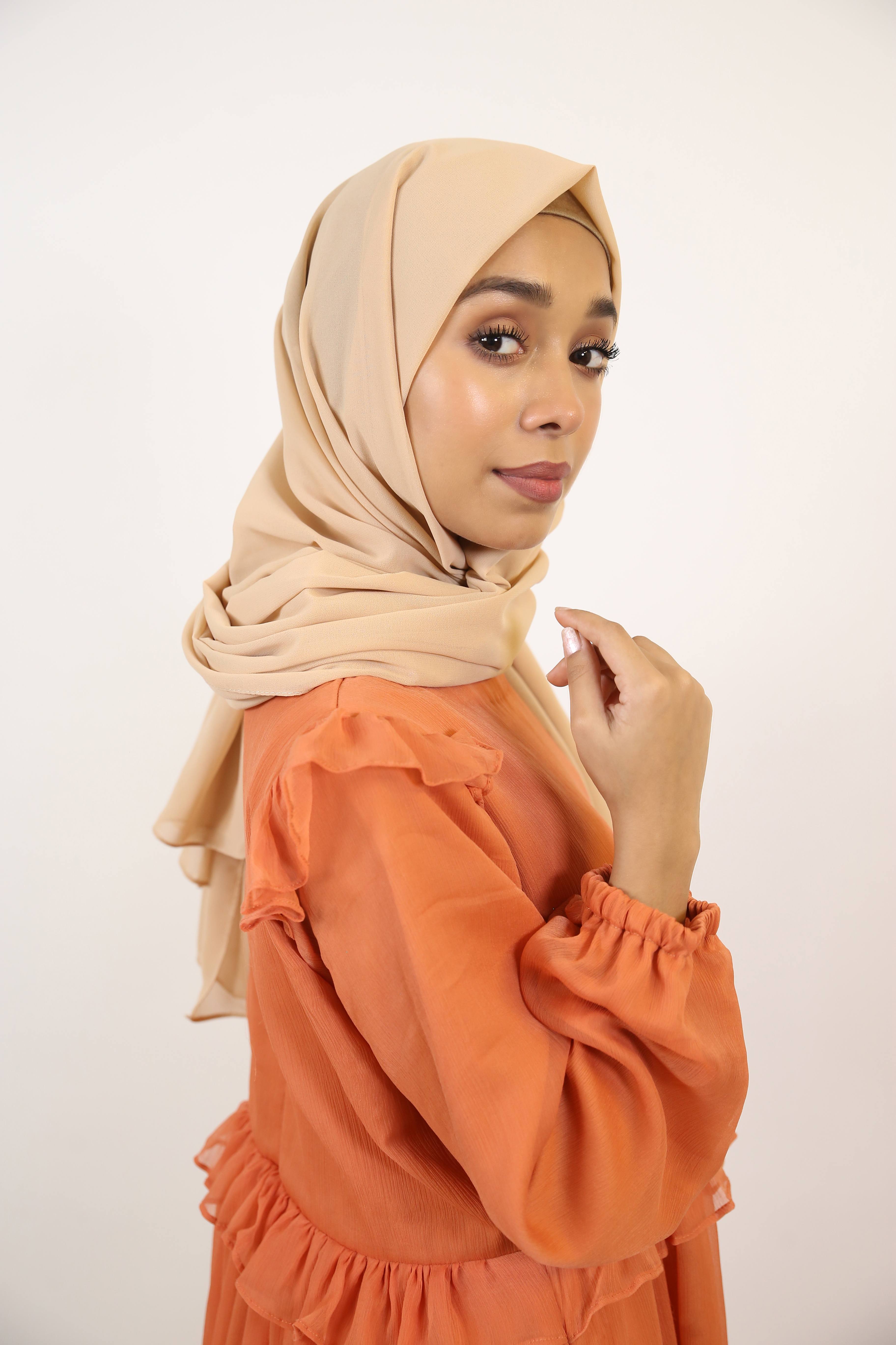 Mommy & Me ✨ Khareef- Splendid Chiffon fully lined maxi dress with tiered ruffles- Pumpkin orange