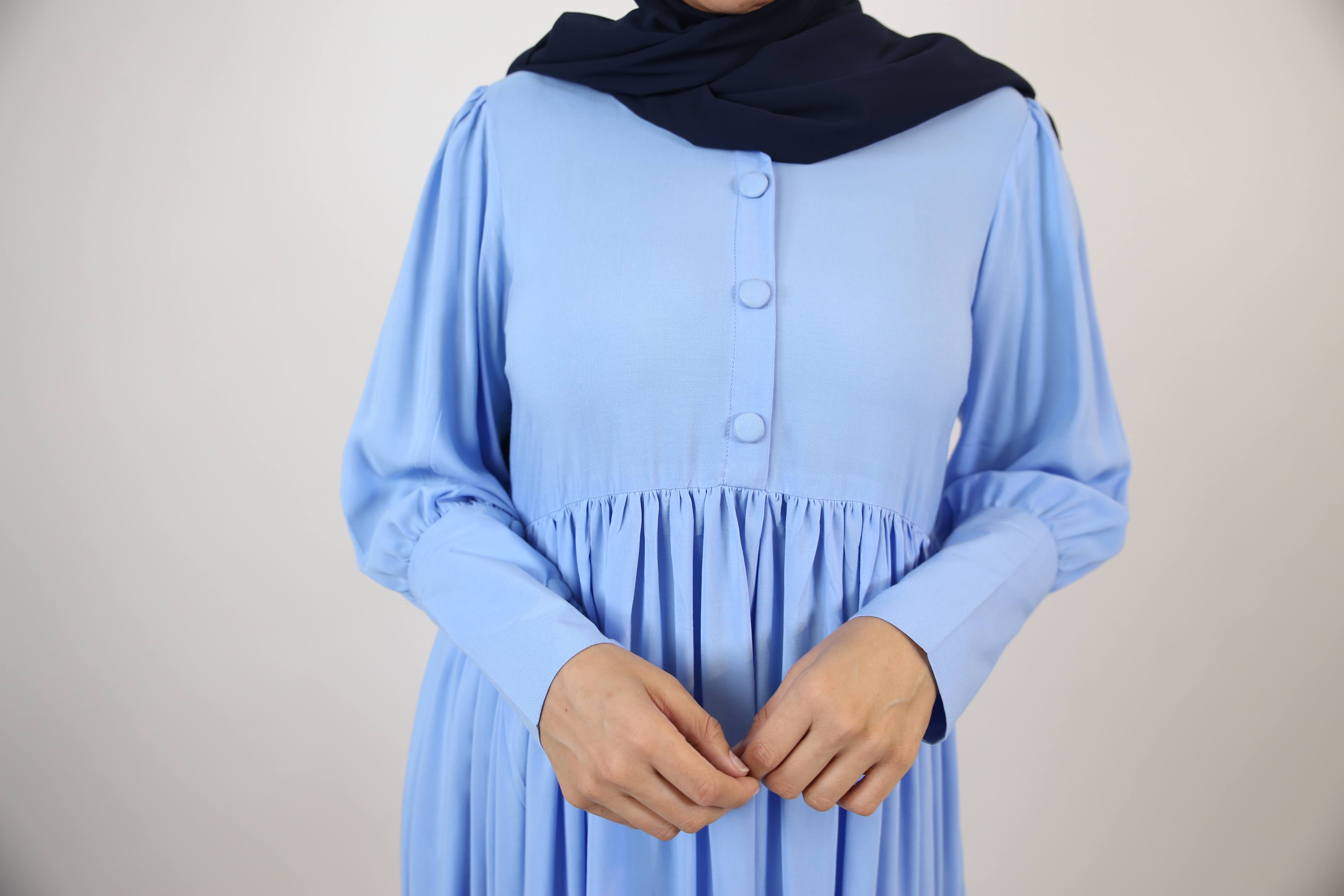 Mommy & Me ✨ Shaati- Mystical Linen maxi dress with ruffles detailing and snug fitting sleeves- Baby blue
