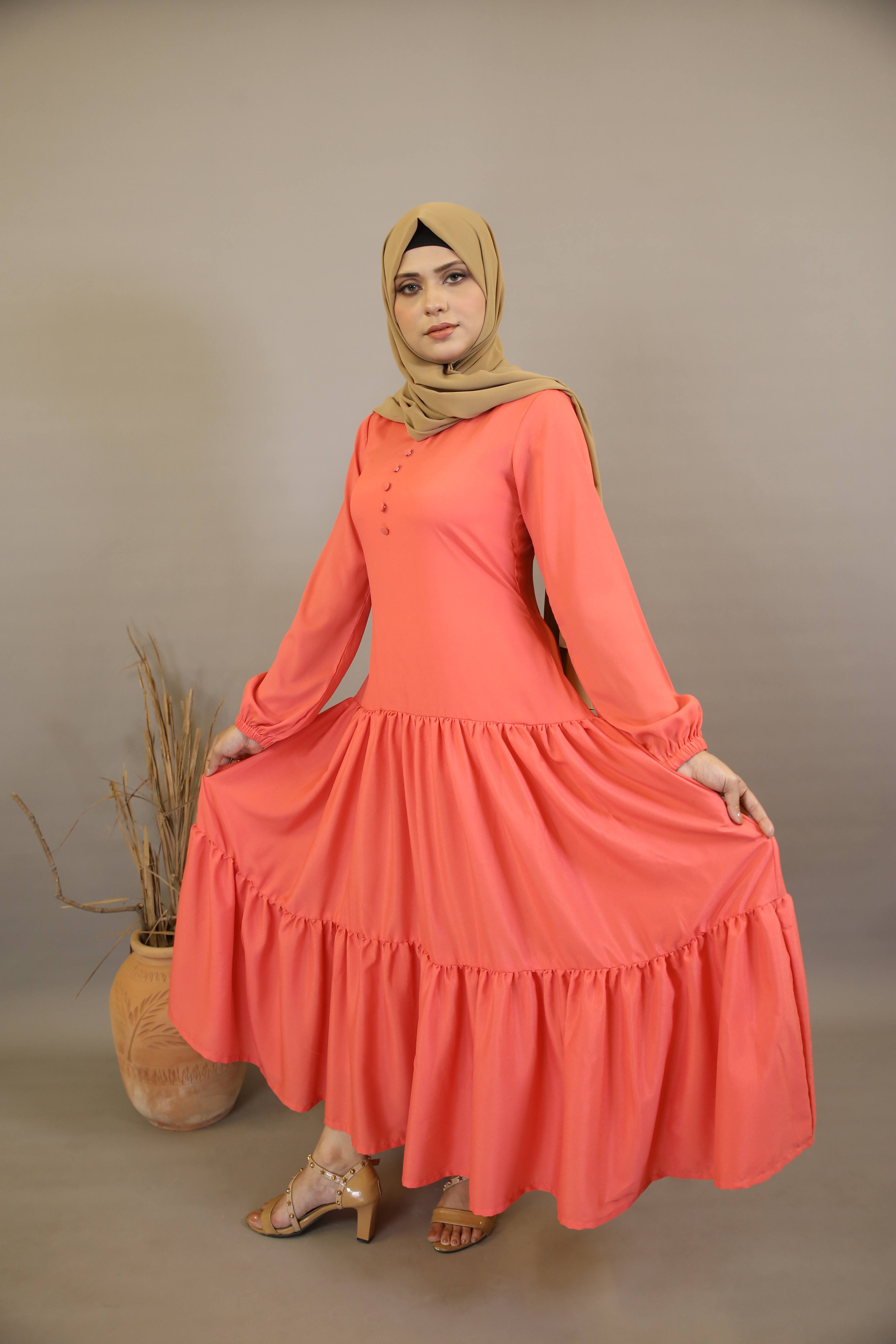 Zanbaq- Alluring no sheer maxi dress with tiered ruffled hem- Blush Pink