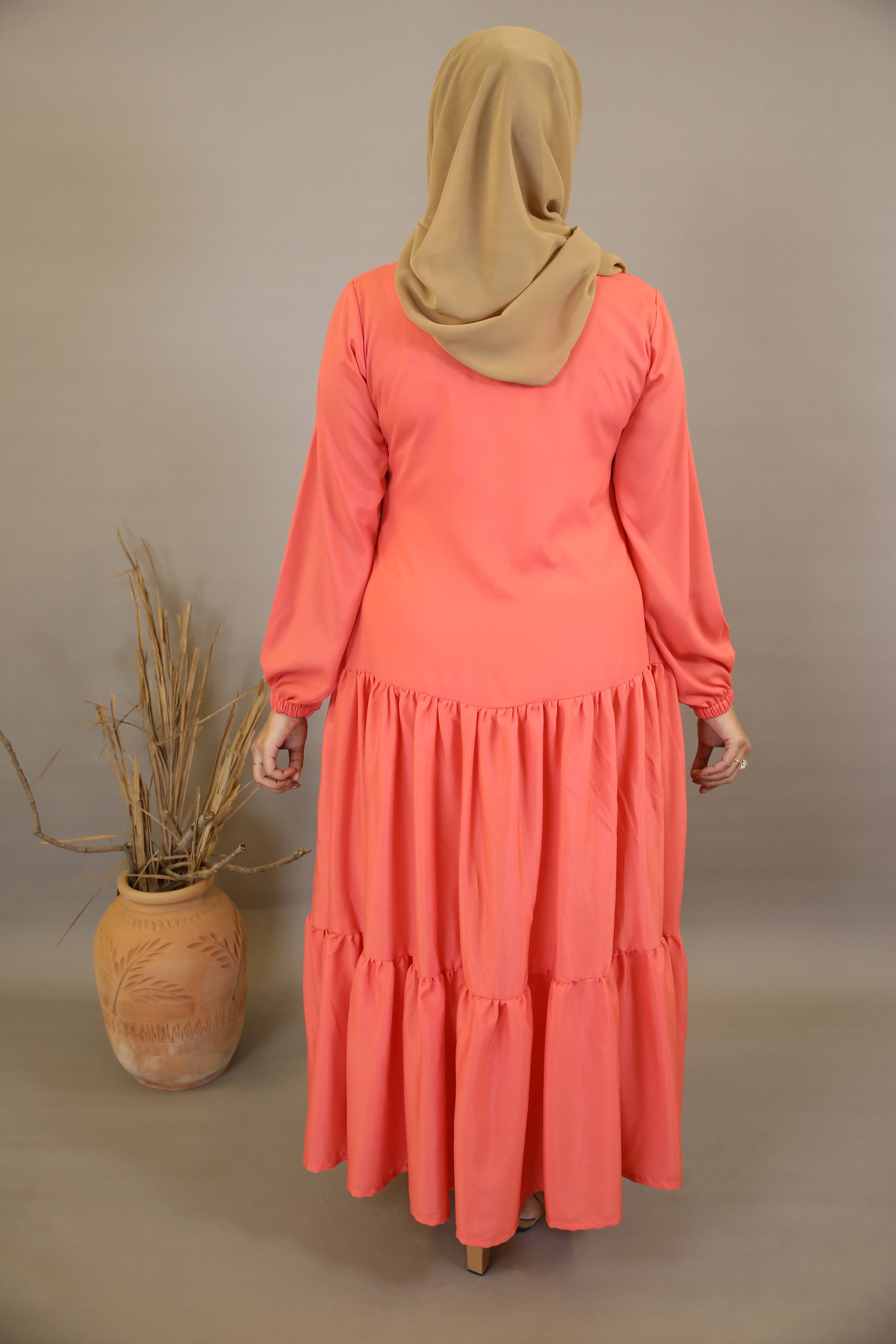 Zanbaq- Alluring no sheer maxi dress with tiered ruffled hem- Blush Pink