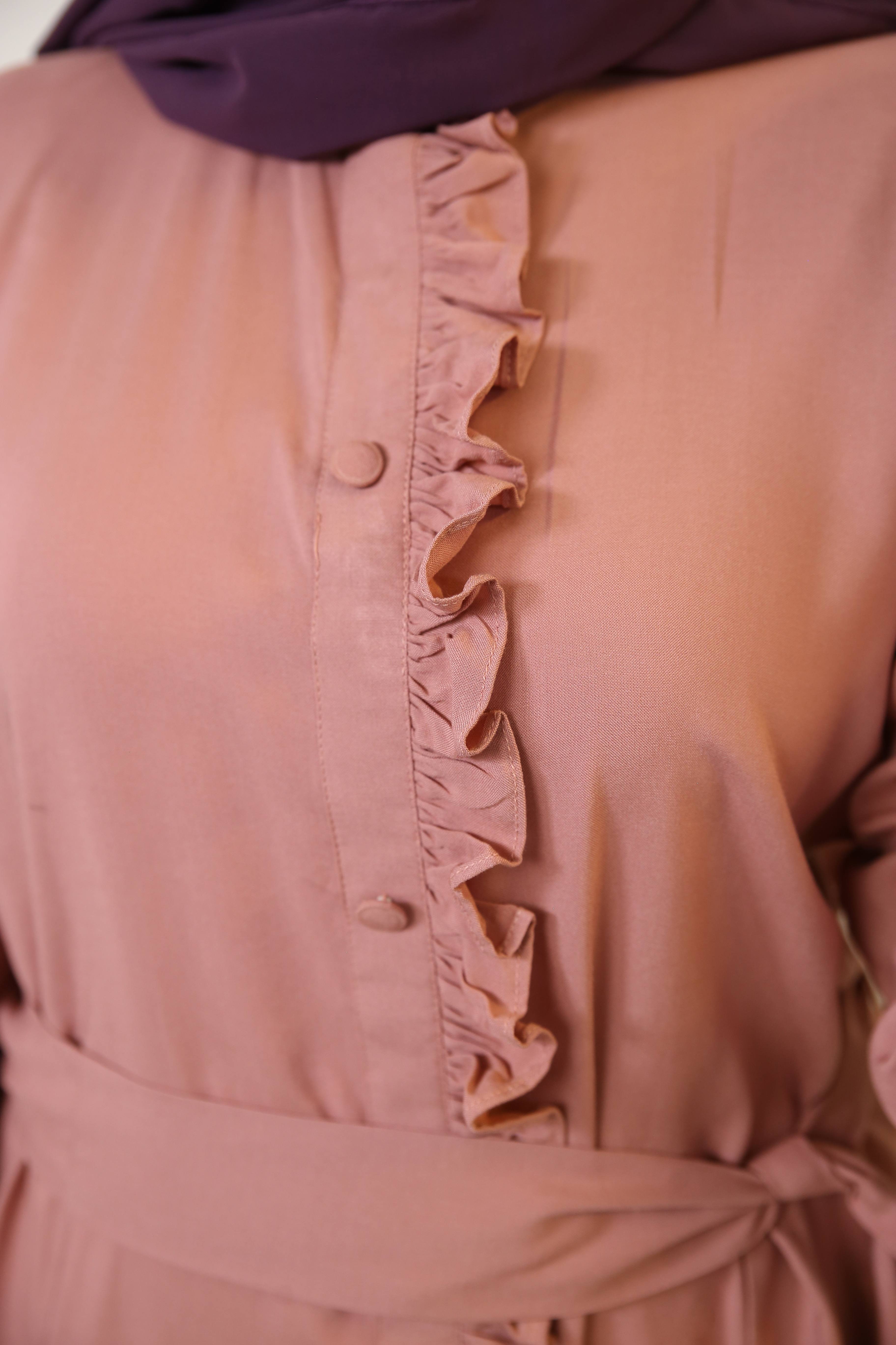 Mommy & Me ✨ Farah- Elegant Linen maxi dress with ruffled down and flared hem- Salmon Pink