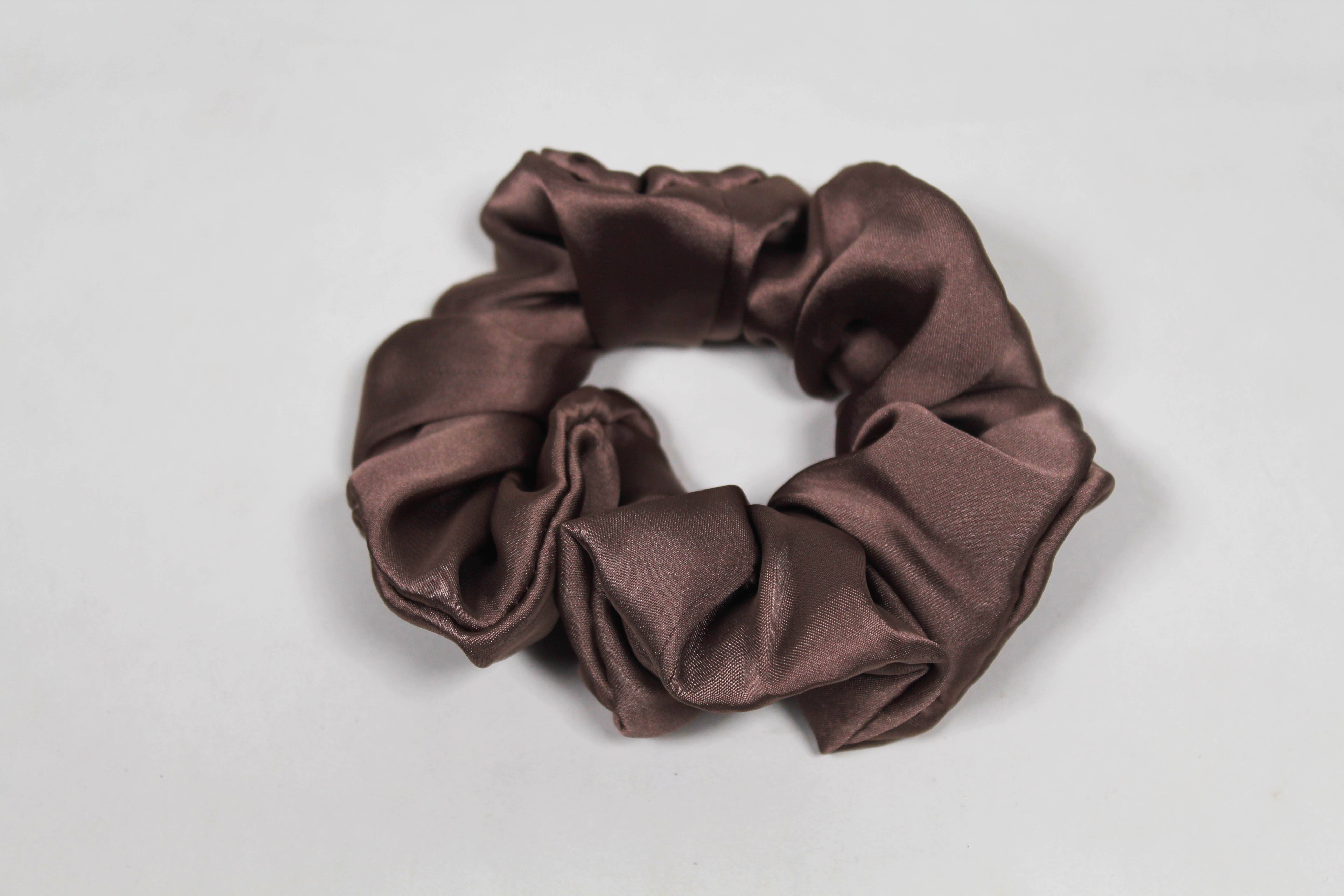 Satin Volume Scrunchie - Brown