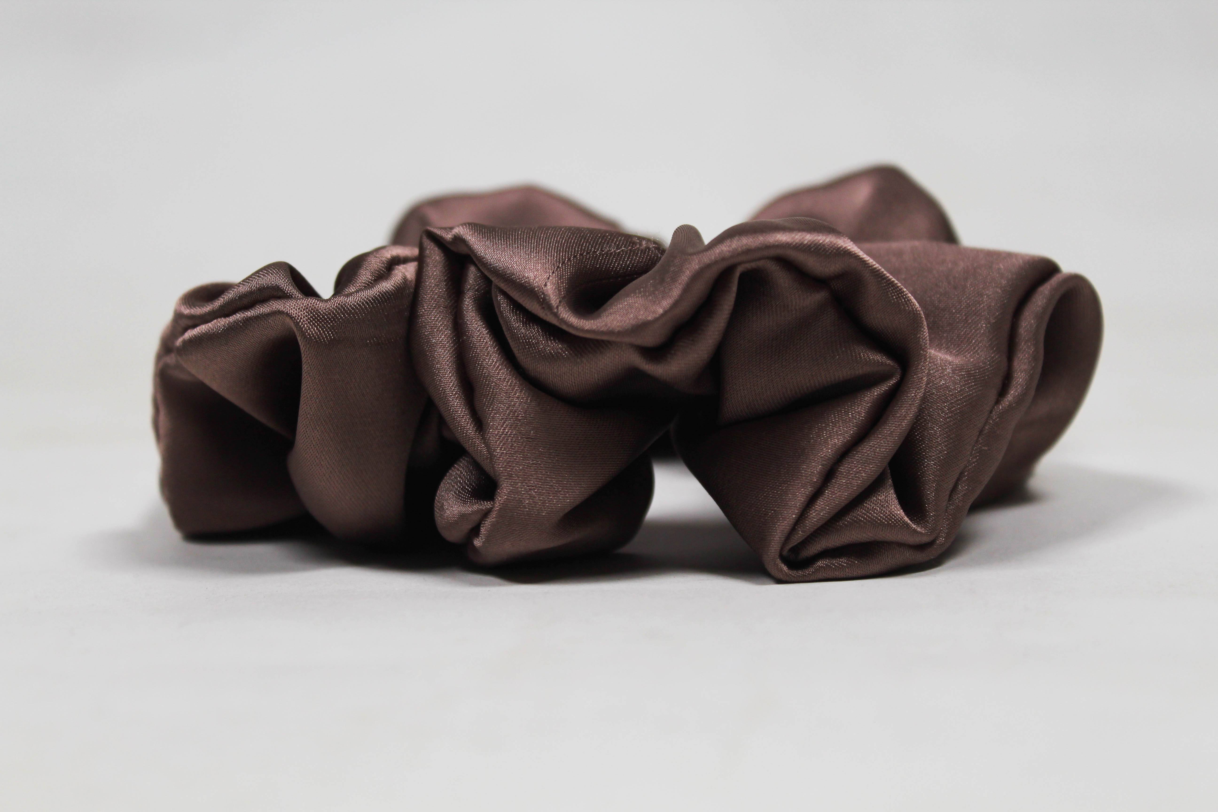 Satin Volume Scrunchie - Brown