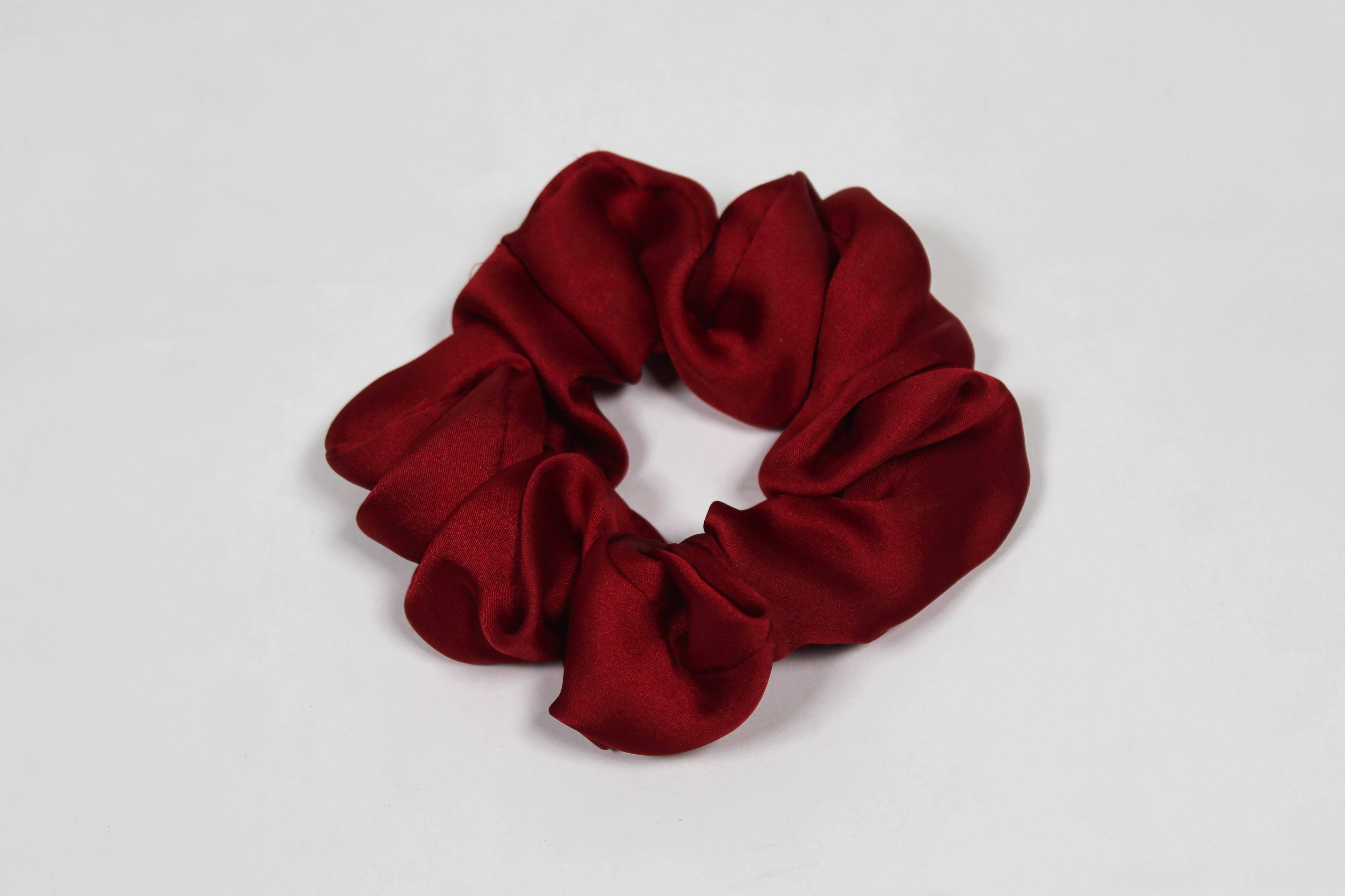 Satin Volume Scrunchie - Cherry red