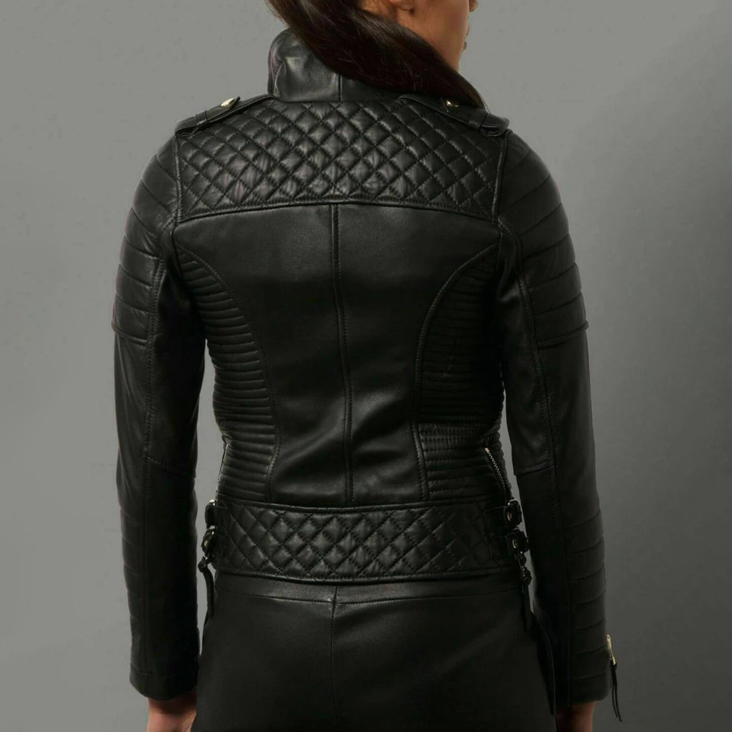 Chic Simplicity Women's Black Genuine Lambskin Soft Leather Jacket