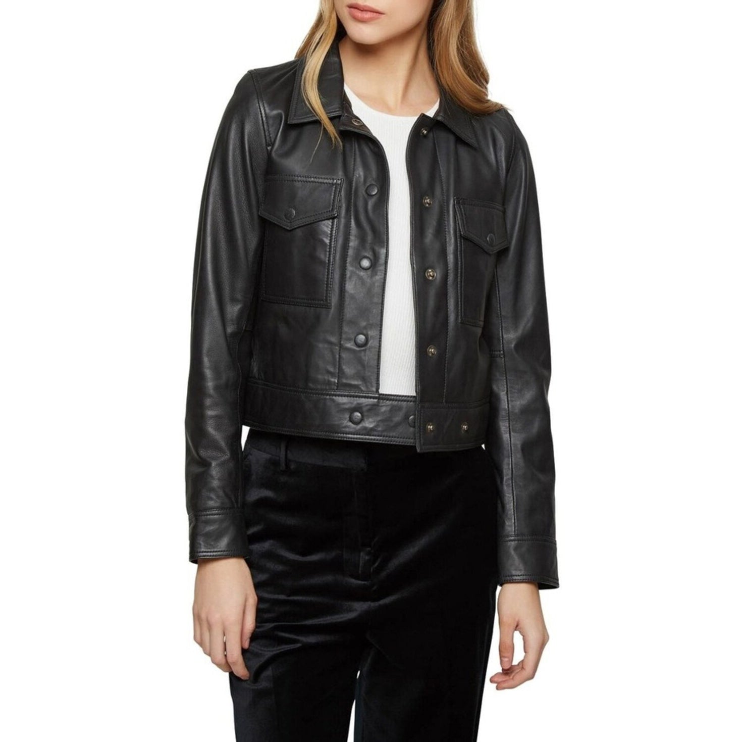 Sculpted Sophistication: Women's & Girls 100% Real High Quality Lambskin Leather Slim Fit Jacket