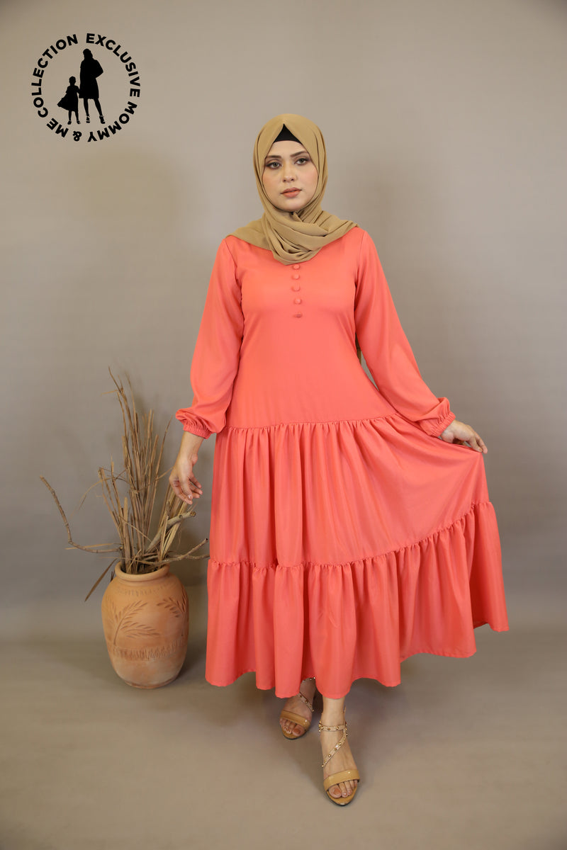 Mommy & Me ✨ Zanbaq- Alluring no sheer maxi dress with tiered ruffled hem- Blush Pink