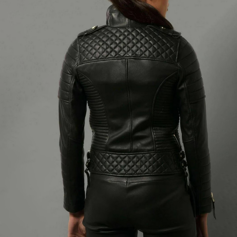 Chic Simplicity  Women's Black Genuine Lambskin Soft Leather Jacket
