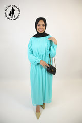 Mommy & Me ✨ Feerozi- Alluring Chiffon fully lined maxi dress with ruffled front detailings- Turquoise blue