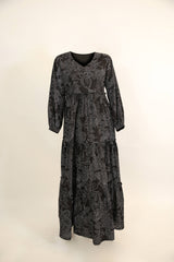 Black beauty- Gorgeous Cotton Black and white printed maxi dress with ruffles detailing