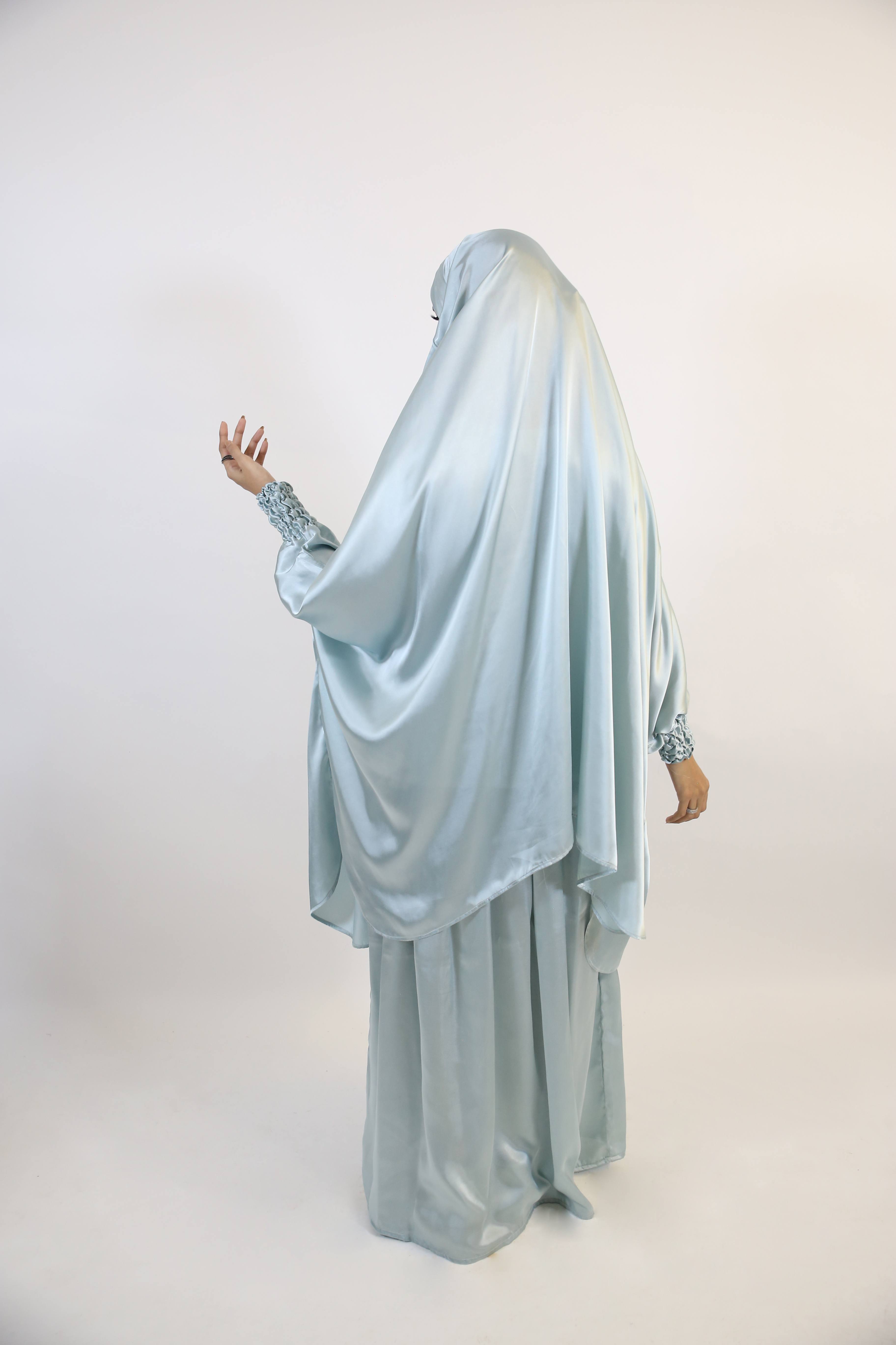 Makhfi- Two piece khimar set for prayers and umrah/hajj- Baby Blue