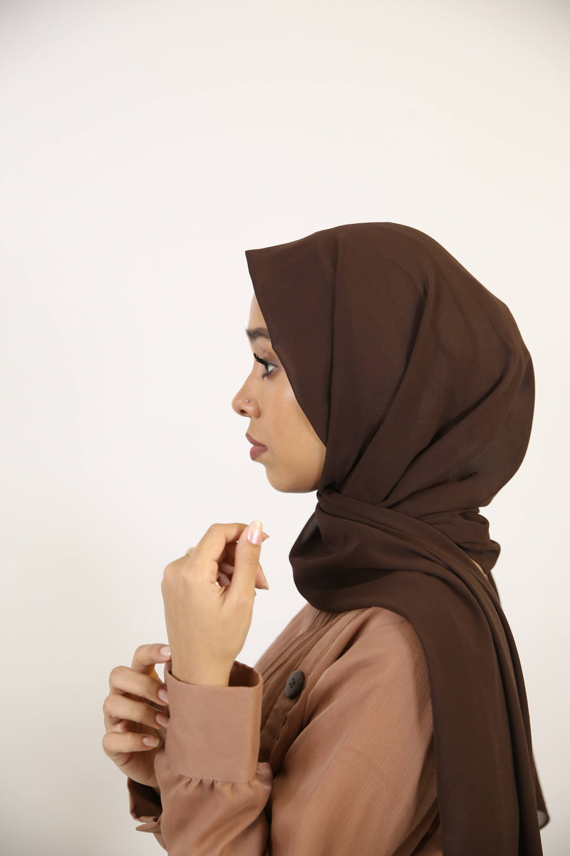 Essential Chiffon hijab-Dark Brown color