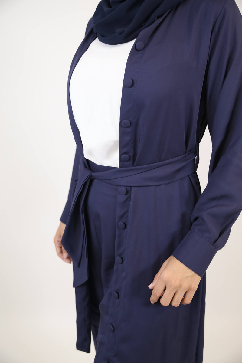 Sirri- Sublime modest two piece set with tunic and wide leg pants- Sapphire blue