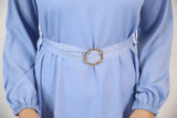 Samawi- Glamorous two piece co ord set with embellished belt- Baby blue