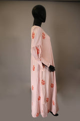 Daffodils- Enchanting Cotton embroidered maxi dress with cuffed sleeves detailing