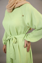 Shabi- Vibrant Chiffon lined maxi dress with button detailing and matching belt- Electric Green