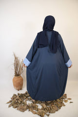 Tabayan- Dramatic Dual tone throw over abaya with contrast of baby blue inner slip dress