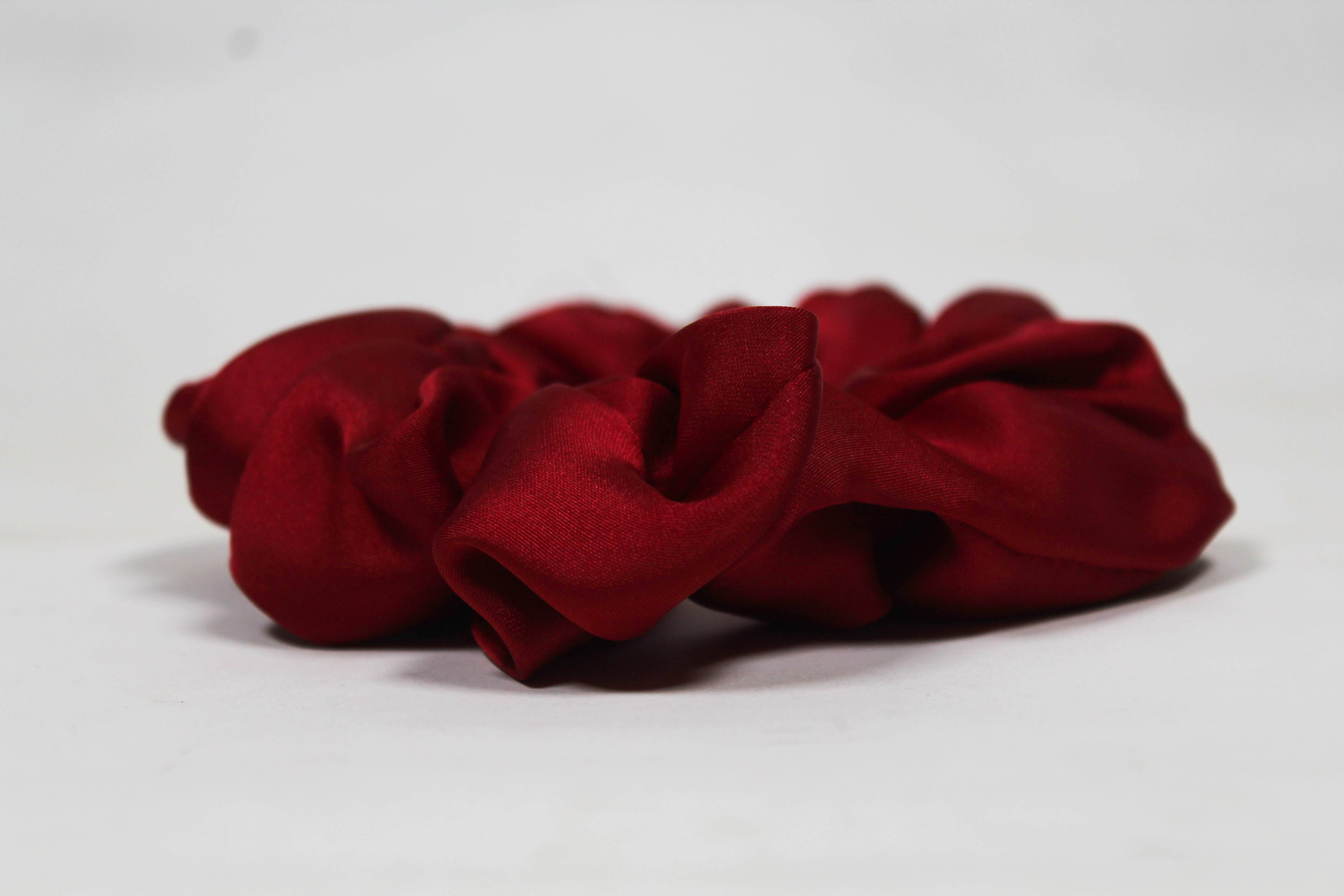 Satin Volume Scrunchie - Cherry red