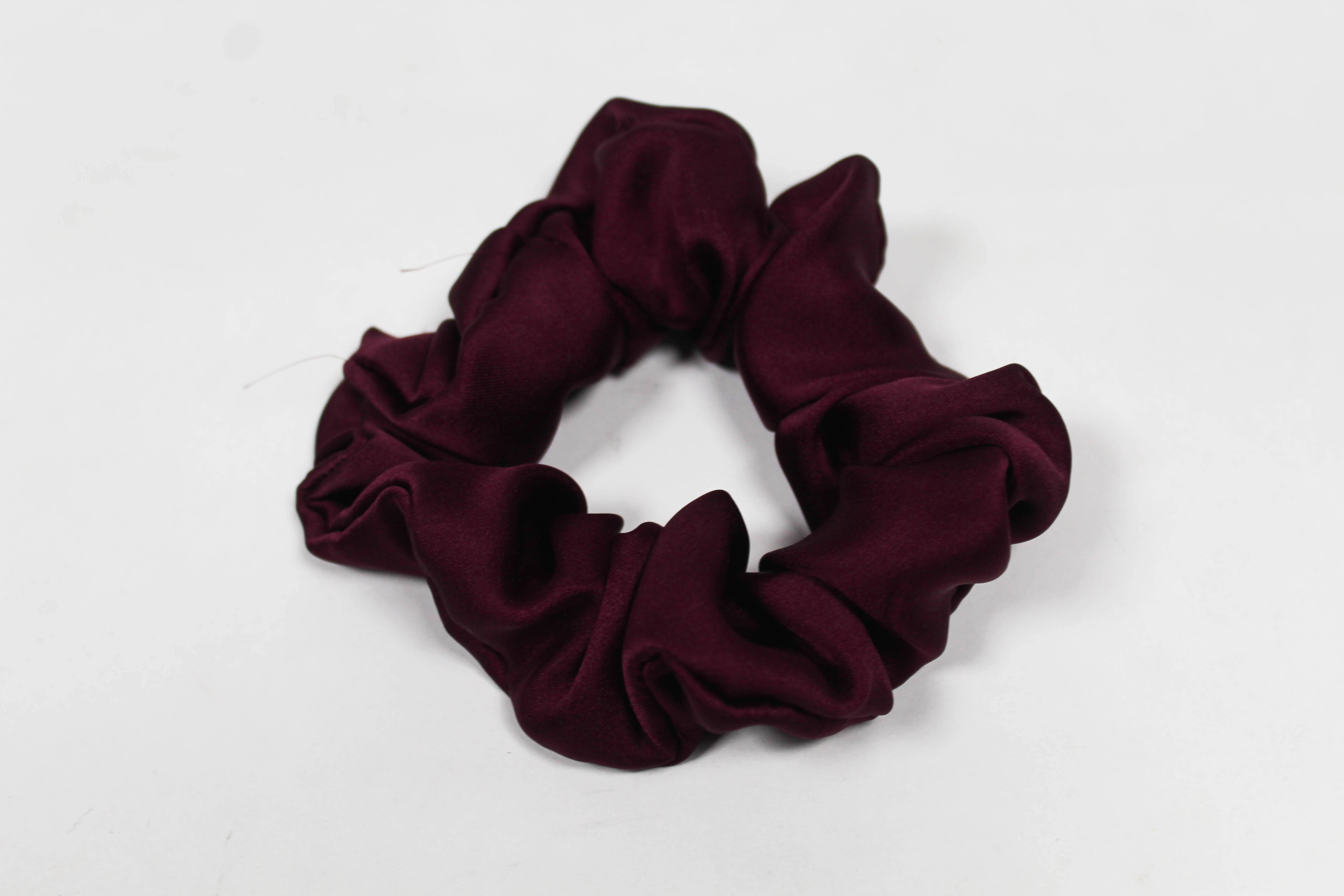 Satin Volume Scrunchie - Plum red