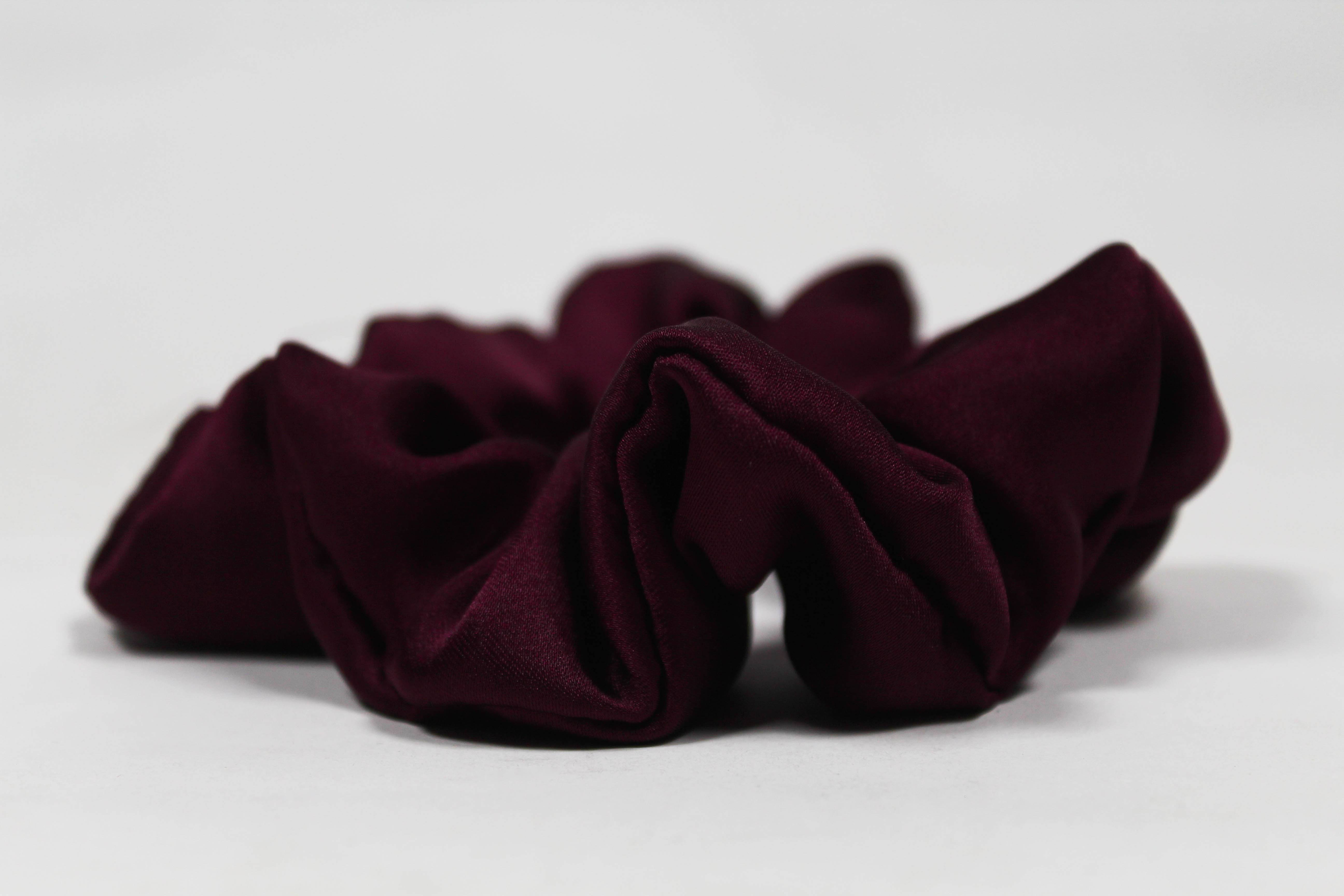 Satin Volume Scrunchie - Plum red