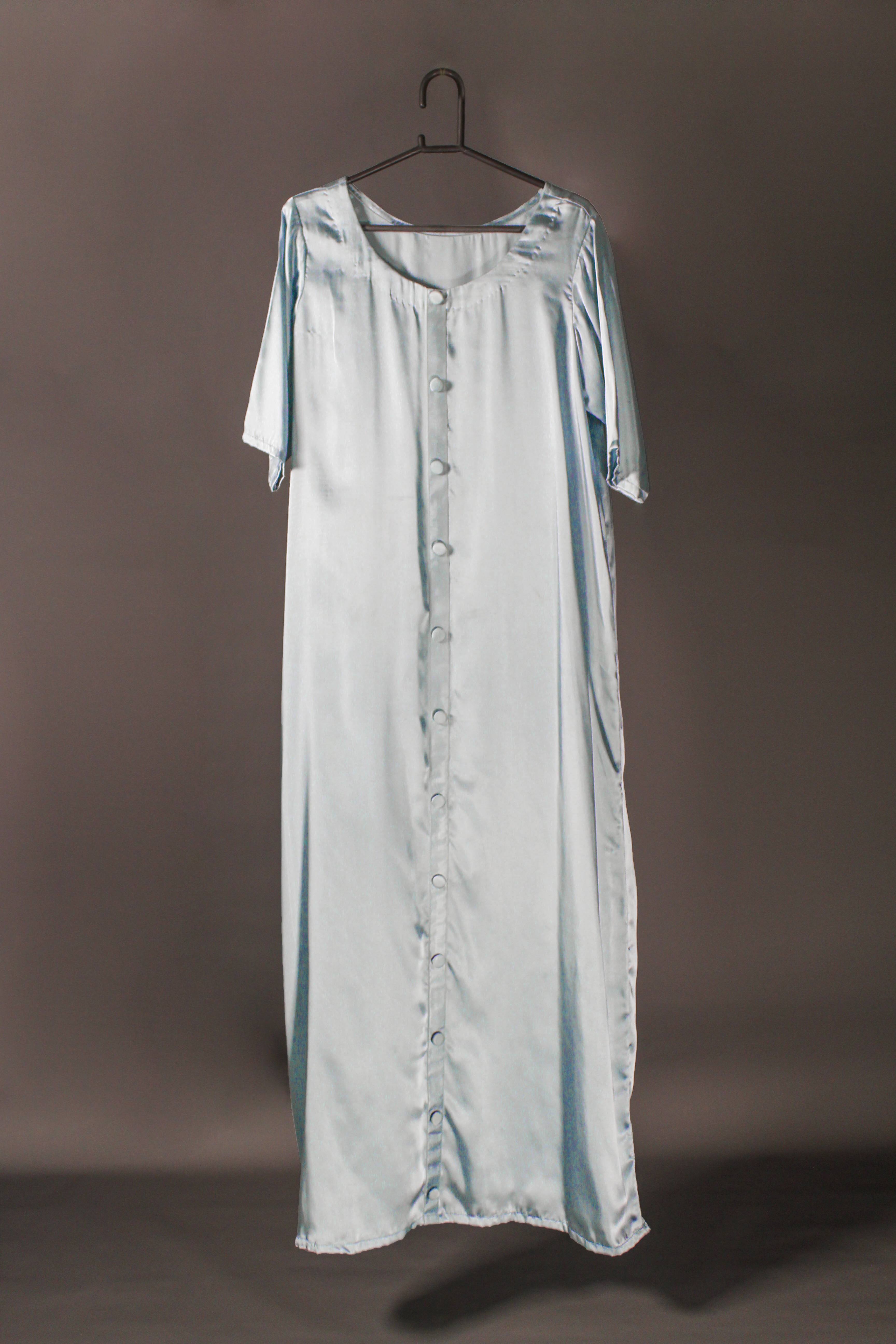 Gossamer Blue Dream: Satin Inner Slip Dress in Baby Blue