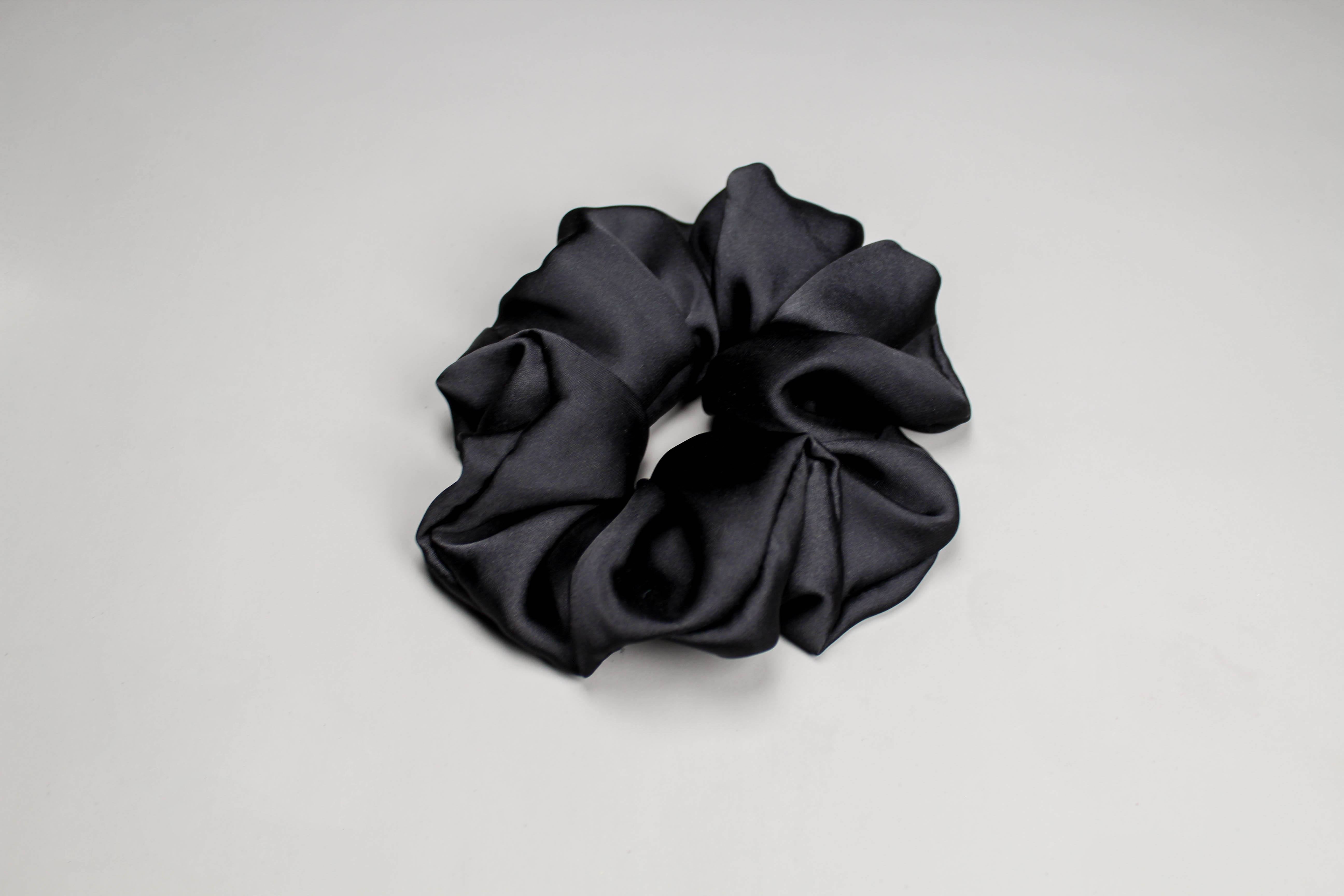 Satin Volume Scrunchie - Noir Black