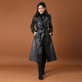 Timeless Grace Handmade Black Leather Trench Coat
