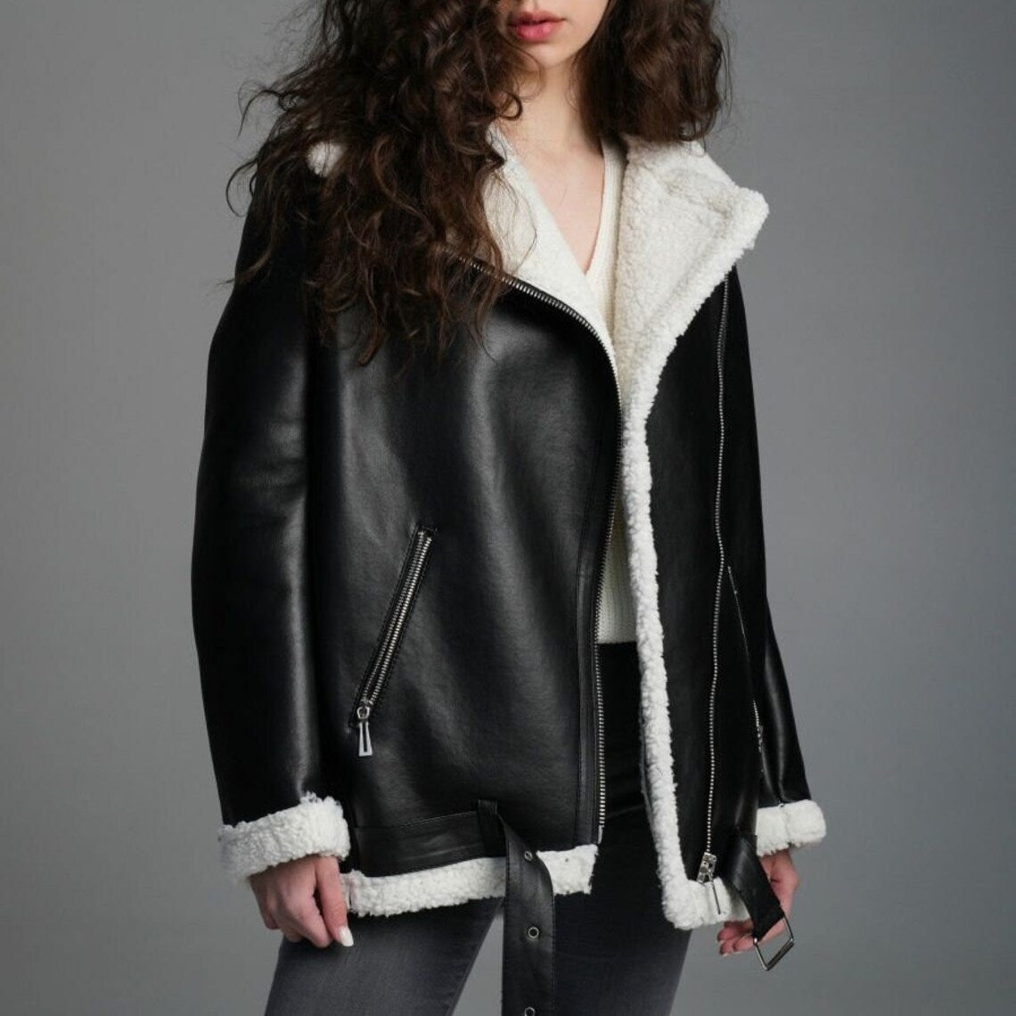 Women's Real Shearling Leather Coat - Timeless Elegance in Original Fur