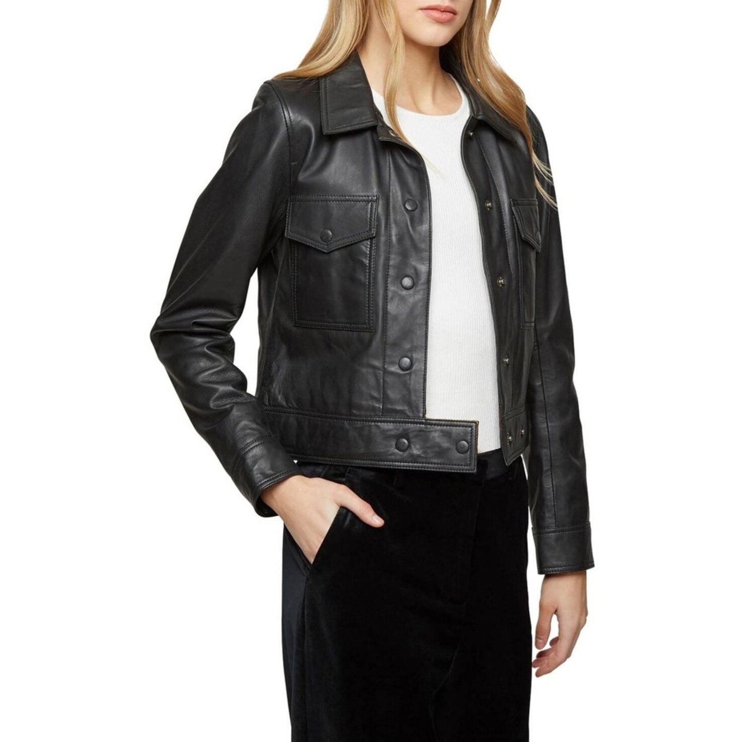 Sculpted Sophistication: Women's & Girls 100% Real High Quality Lambskin Leather Slim Fit Jacket